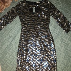 Shimmery Sequin Blue and Silver Dress